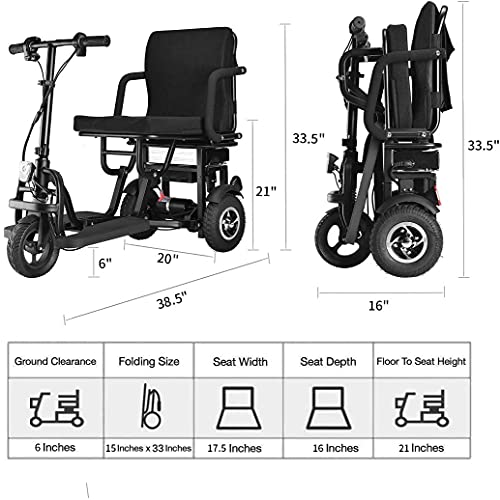 Triciclo Eléctrico Plegable, Nuevo 2021 Scooter Mobility Mobility Mobility Scooter De Movilidad Eléctrica 3 Ruedas Ligera Portátil Portátil Scooters De Viaje - Soporte 120kg Peso Solo 27kg Largo Rango