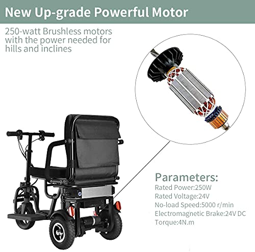 Triciclo Eléctrico Plegable, Nuevo 2021 Scooter Mobility Mobility Mobility Scooter De Movilidad Eléctrica 3 Ruedas Ligera Portátil Portátil Scooters De Viaje - Soporte 120kg Peso Solo 27kg Largo Rango