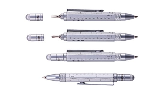 TROIKA DISTRUCTION LILIPUT - PIP25/TI - Bolígrafo multitarea (pequeño) - Regla en centímetros/pulgadas - Destornillador de estrella - Stylus (titanio) - TROIKA Original