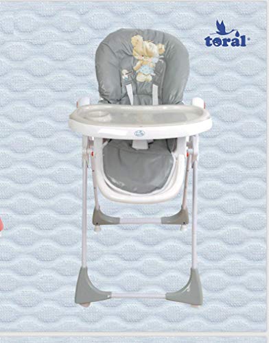 Trona para bebé regulable, doble bandeja, modelo osito gris, silla bebé. Trona para niños