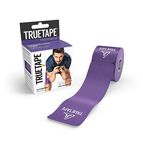 TRUETAPE® Tiras de kinesiología precortadas | impermeable/elástico | paquete de 20 tiras | púrpura