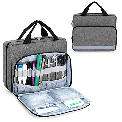 Trunab Bolsa de Estetoscopio Estuche para Estetoscopio Gris, Compatible con 3M Littmann/MDF/ADC y Otros Accesorios, Botiquín de Primeros Auxilios Vacío, Bolsa de Farmacia con Varias Bolsitas