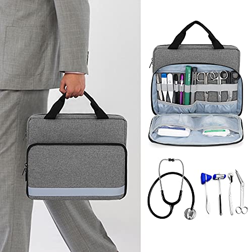 Trunab Bolsa de Estetoscopio Estuche para Estetoscopio Gris, Compatible con 3M Littmann/MDF/ADC y Otros Accesorios, Botiquín de Primeros Auxilios Vacío, Bolsa de Farmacia con Varias Bolsitas