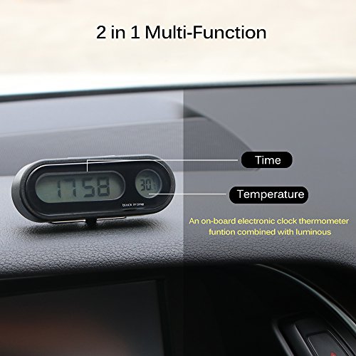 TTAototech Reloj de coche, reloj digital de coche con termómetro mini vehículo salpicadero decoración interior adorno (termómetro digital para coche)