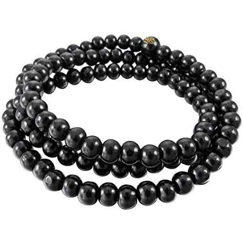 TTBD 6mm Madera Pulsera Brazalete Collar Tibetano Budista Sandalo 108 pcs Bead Oracion Budismo Hombre,Mujer Negro