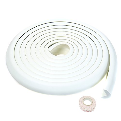 TUKA 5M Protector Borde + 8 Protectores Esquina Anti-Golpe Suave Espuma Kits, Forma de L para Mesa Borde y Esquina, anticolisión Tira para Seguridad Bebés y niños, Off Blanco, TKD7000-set Off White