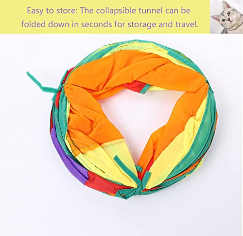 Túnel para gatos de interior interactivo, juguetes para mascotas, túneles de juego para gatos, gatitos, conejos y cachorros, arrugado plegable (estilo S arco iris)