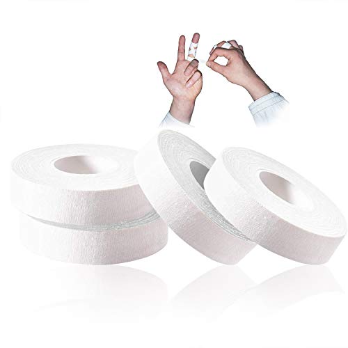 Tusenpy 4 Rolls Cinta de Dedo, Fleje Fuerte y Duradero Diseñada para Deporte, Artes Marciales, Cinta Ju-Jitsu, 1.5cm * 13.7m (Blanco)