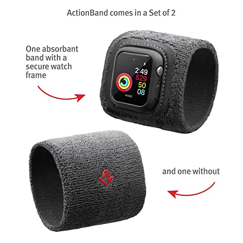 Twelve South ActionBand for Apple Watch 44mm | Conjunto de Banda Protectora para el Sudor en la muñeca o el antebrazo para Deportes o Actividades