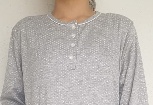 Two Bubbles Camisón de Señora para Mujer Cómodo con Manga Tejido Suave Felpado Diseño Ancho También Tallas Grandes (Gris, 2XL)