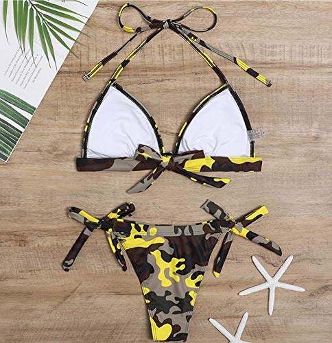 TYPING Women Triangle Bikini Set Padded Swimming Costume Bikini De Traje De Baño Dividido con Tirantes Laterales Halter Sexy Playa Al Aire Libre Ajustable con Estilo,S