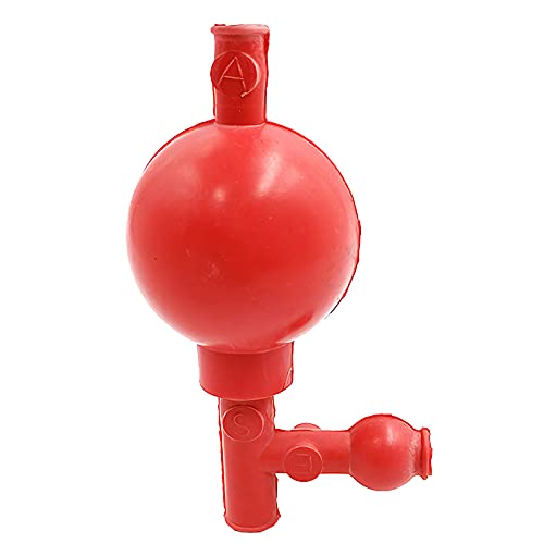 UAlienva Pelota de seguridad para pipetas, 65 ml, para laboratorio, con 3 válvulas, bola de succión, bola de llenado de pipeta para laboratorio, color rojo, 5 x 9 cm