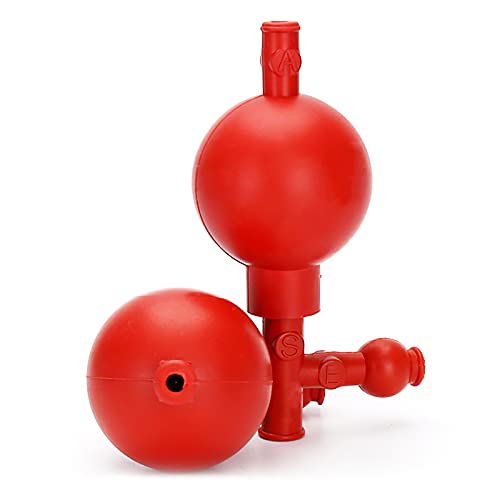 UAlienva Pelota de seguridad para pipetas, 65 ml, para laboratorio, con 3 válvulas, bola de succión, bola de llenado de pipeta para laboratorio, color rojo, 5 x 9 cm