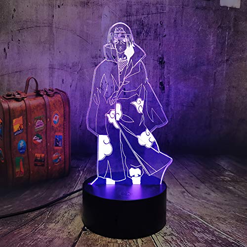 Uchiha Itachi - Lámpara de noche con diseño de anime, 3D LED, ilusión de mesa, 7 cambios de color, decoración del hogar, para fans de manga