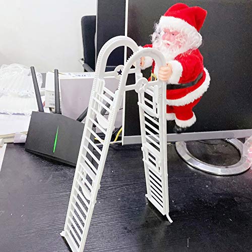 U/D Muñeca de Decoración Navideña, Escalera Eléctrica para Trepar Papá Noel, Adorno de Estatuilla Navideña Regalos de Decoración Muñeco de Música Navideña Adornos Regalo para Niños