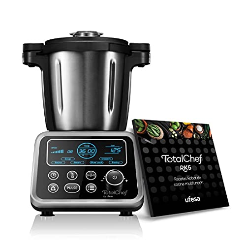 Ufesa Totalchef RK5 - Robot de Cocina con múltiples programas para cocinar, 1700W de potencia, pantalla LCD, jarra con 3,5L de capacidad, incluye recetario y báscula integrada