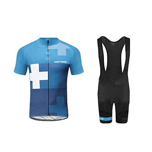 UGLY FROG Ropa Ciclismo MTB Racing Team Verano para Hombre - Un Conjunto de Ciclismo Camiseta Carta Jersey Maillot y Culotte Bib Pantalones Cortos FAX19DT02