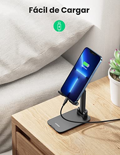 UGREEN Soporte Móvil, Soporte Teléfono Movil Mesa Plegable Atril Movil Mesa Multiángulo Soporte Smartphone Compatible con iPhone 13/13 Pro/12, Xiaomi Redmi Note 10/9 Pro, Galaxy S21/Note 20(Negro)