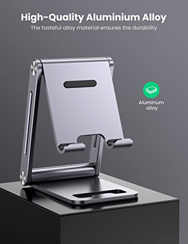 UGREEN Soporte Movil, Soporte Telefono Móvil Mesa Plegable Atril Movil Mesa Multiángulo Soporte Smartphone Mesa Ajustable de Aluminio Compatible con iPhone 13/12,Galaxy S21,Xiaomi Redmi Note 10/9 Pro