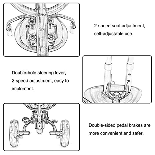 UKUOFL Trike Trike Ligero, Frenos Dobles multifunción para niños con Asiento Giratorio bidireccional, BIC de Tres Ruedas al Aire Libre para bebés, Azul, 102 * 108 * 52 cm Happy House