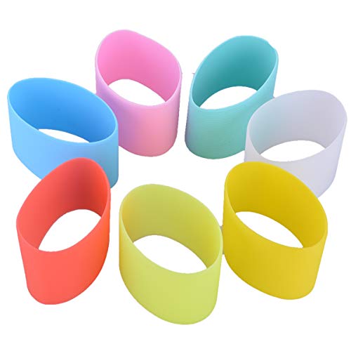 Ulife Mall 7 Piezas Cup Sleeves Fundas de Silicona para Taza de Café y Botellas Resistente al Calor Antideslizante Reutilizable Mangas de Taza Fundas Protectoras para Bebidas Calientes