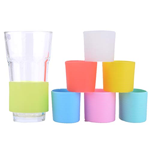 Ulife Mall 7 Piezas Cup Sleeves Fundas de Silicona para Taza de Café y Botellas Resistente al Calor Antideslizante Reutilizable Mangas de Taza Fundas Protectoras para Bebidas Calientes