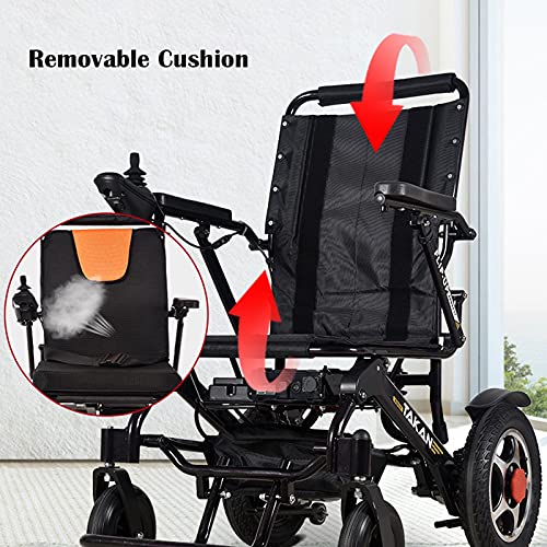 ultraligera Silla de ruedas Silla de ruedas eléctrica liviana plegable para sillas de ruedas motorizadas con DC500W Motores potentes aleación de aluminio para adultos, 12 millas Silla de ruedas para p