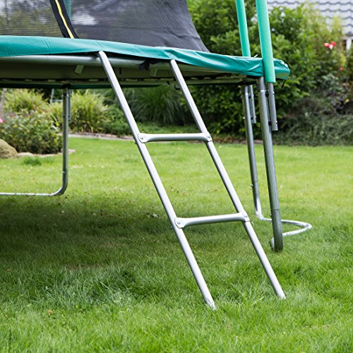 Ultrasport Escalera para cama elástica, estable para trampolín, 2 escalones, escalera de acero para colgar, accesorio compatible con camas de diámetro 305, 366 y 430 cm