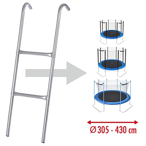 Ultrasport Escalera para cama elástica, estable para trampolín, 2 escalones, escalera de acero para colgar, accesorio compatible con camas de diámetro 305, 366 y 430 cm