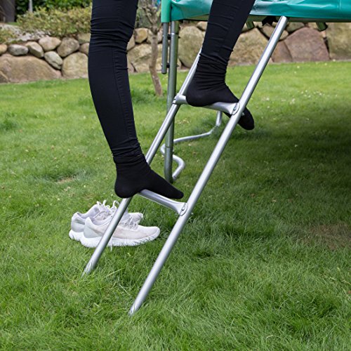 Ultrasport Escalera para cama elástica, estable para trampolín, 2 escalones, escalera de acero para colgar, accesorio compatible con camas de diámetro 305, 366 y 430 cm