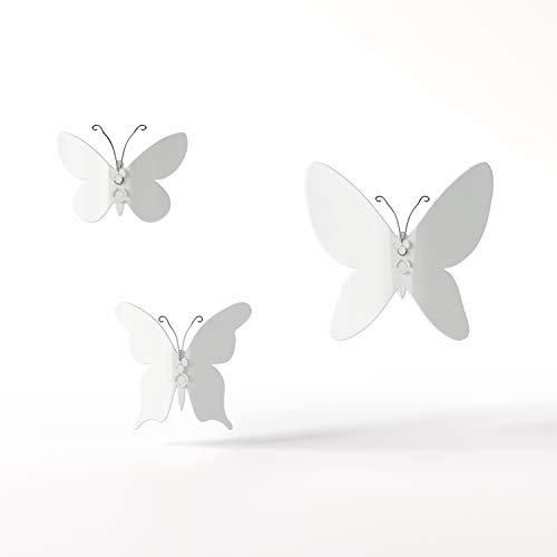 Umbra Mariposa - Decoración para paredes, diseño de mariposas, color blanco