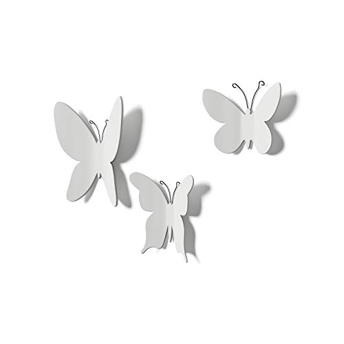 Umbra Mariposa - Decoración para paredes, diseño de mariposas, color blanco