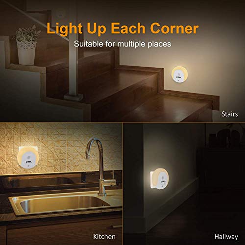 Umi. By Amazon - Luz Nocturna con Sensor de Oscuridad y Sensor de Movimiento, 20 lm, Botón On/Off/Auto (6 Unidades)