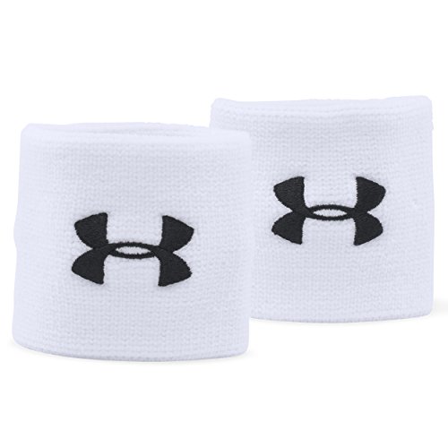 Under Armour UA Performance Wristband, pack de 2 muñequeras para hombre, accesorios de entrenamiento hombre, Blanco (White / Black) , One Size