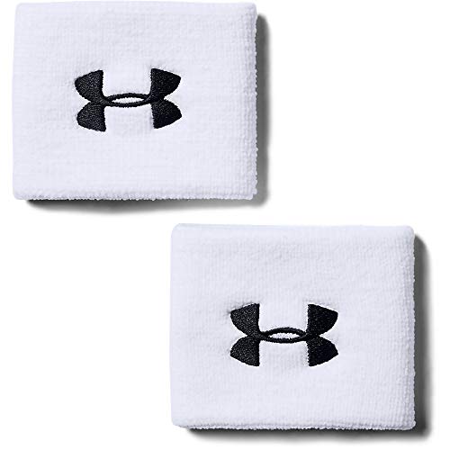 Under Armour UA Performance Wristband, pack de 2 muñequeras para hombre, accesorios de entrenamiento hombre, Blanco (White / Black) , One Size