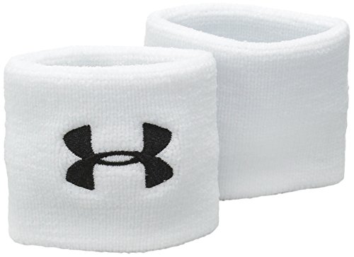 Under Armour UA Performance Wristband, pack de 2 muñequeras para hombre, accesorios de entrenamiento hombre, Blanco (White / Black) , One Size