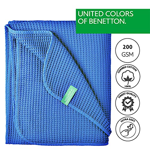 UNITED COLORS OF BENETTON. - Manta 140x190cm 200gsm 100% algodón Azul Casa Benetton