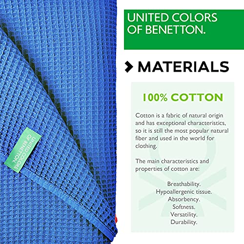 UNITED COLORS OF BENETTON. - Manta 140x190cm 200gsm 100% algodón Azul Casa Benetton