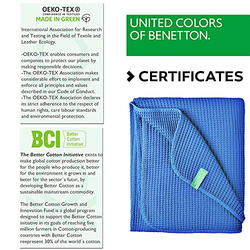 UNITED COLORS OF BENETTON. - Manta 140x190cm 200gsm 100% algodón Azul Casa Benetton