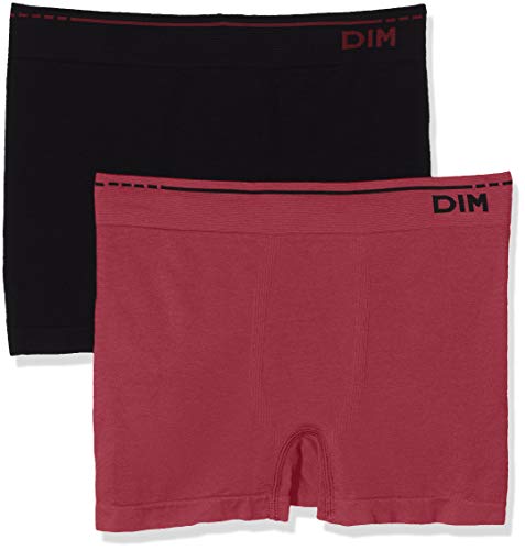 Unno DIM Basic Algodón sin Costuras Pack x2 Dim Basic Bóxer, Negro (Rojo Grenat/Negro 5O7), Medium (Tamaño del Fabricante:6) 2 para Hombre