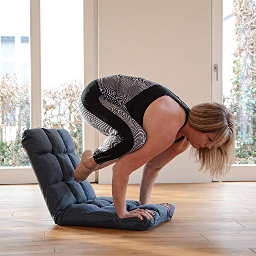 UNUS Cojín para silla de suelo con respaldo ajustable, ideal como silla de meditación, silla de lectura o silla de estadio, color azul