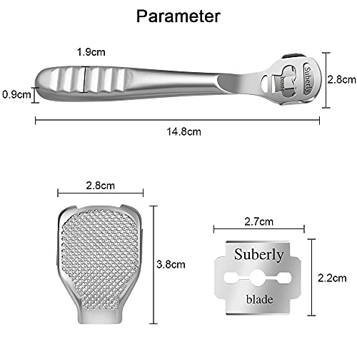 URAQT Eliminador de Callos y Callosidades, Raspador de Pies con 10 Cuchillas, Lima de Callos Remover la Piel Muerta, Removedor de Callos de Acero Inoxidable para el Cuidado de los Pies en Hogar