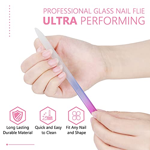 URAQT Lima de Uñas de Cristal, 3 Piezas Doble Cara Limas de Uñas de Vidrio, Lima de Cristal para Uñas Premium con Estuche Protector, Lima de Cristal para Naturales y Acrílicas Uñas Manicura Pedicura