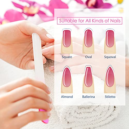 URAQT Lima de Uñas de Cristal, 3 Piezas Doble Cara Limas de Uñas de Vidrio, Lima de Cristal para Uñas Premium con Estuche Protector, Lima de Cristal para Naturales y Acrílicas Uñas Manicura Pedicura