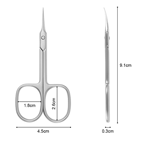 URAQT Tijeras Profesionales para Uñas, Tijera Uñas Curva Extra Afiladas, Acero Inoxidable Tijeras para Cutícula, Tijeras de Belleza para Cejas, Uñas, Vello Facial, Bigote, Nariz Vello