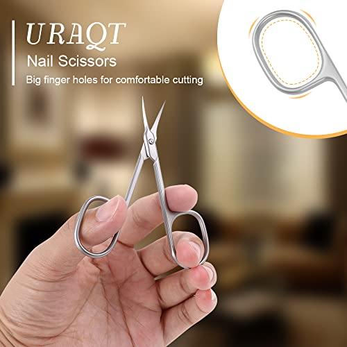 URAQT Tijeras Profesionales para Uñas, Tijera Uñas Curva Extra Afiladas, Acero Inoxidable Tijeras para Cutícula, Tijeras de Belleza para Cejas, Uñas, Vello Facial, Bigote, Nariz Vello