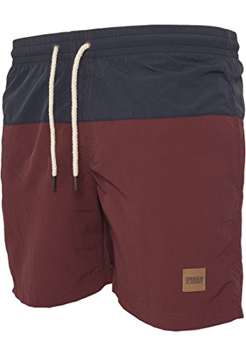 Urban Classics Block Swim Shorts Bañador, Multicolor (Nvy/Burgundy), Medium para Hombre