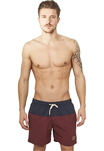 Urban Classics Block Swim Shorts Bañador, Multicolor (Nvy/Burgundy), Medium para Hombre