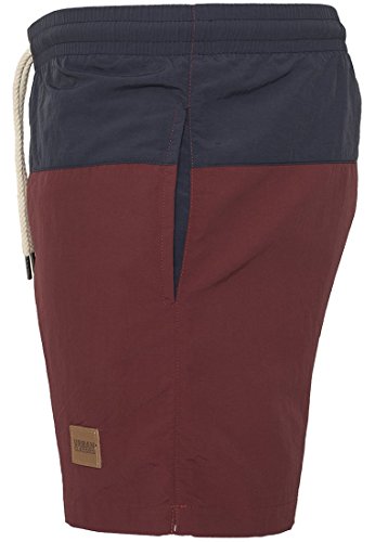 Urban Classics Block Swim Shorts Bañador, Multicolor (Nvy/Burgundy), Medium para Hombre