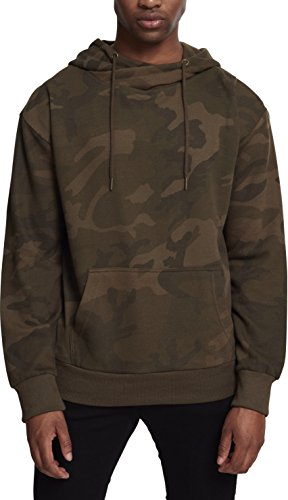 Urban Classics High Neck Hoody Sudadera con Capucha, Multicolor (Olive Camo 775), XL para Hombre